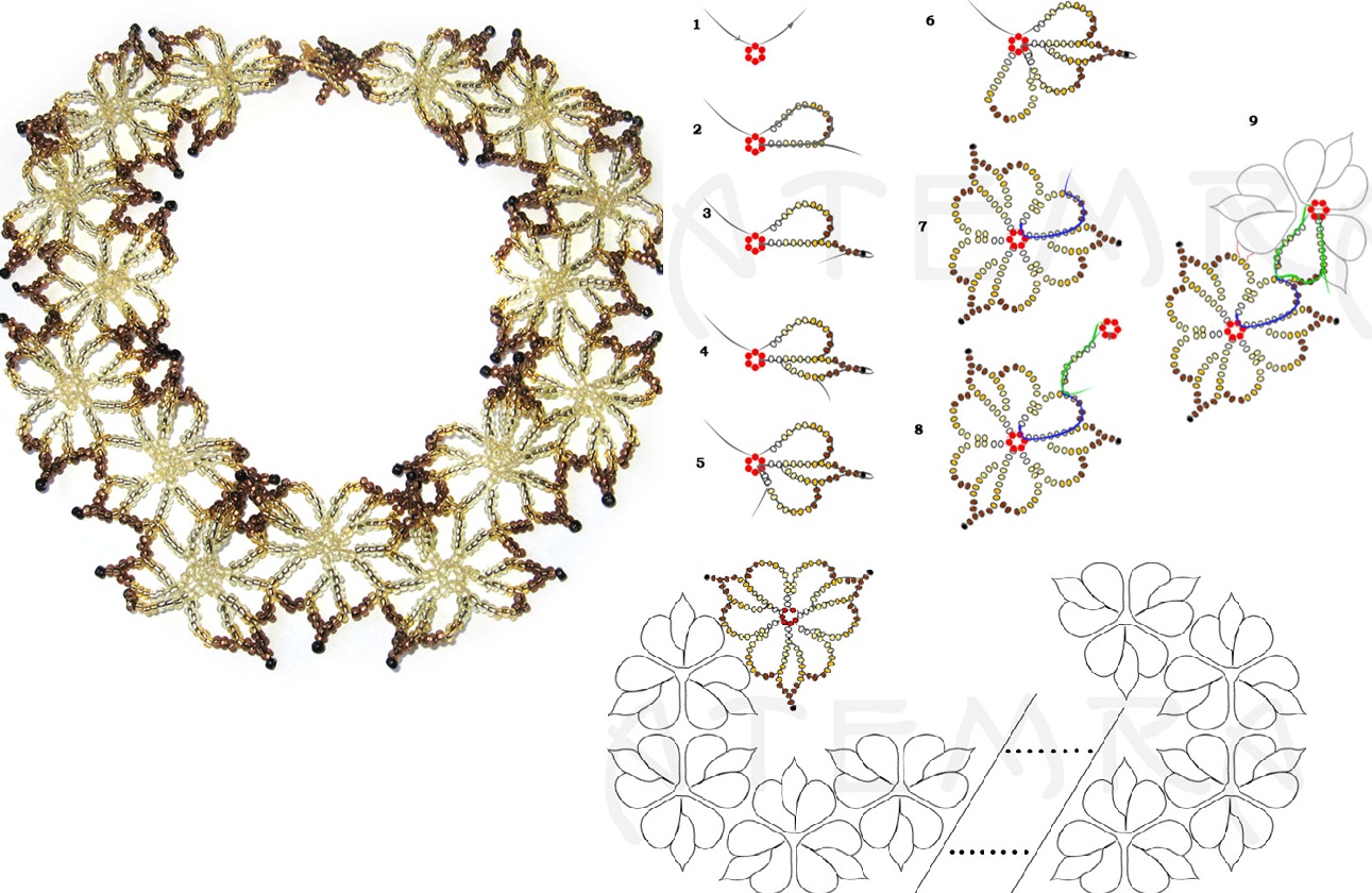Бисероплетение колье-воротник схемы